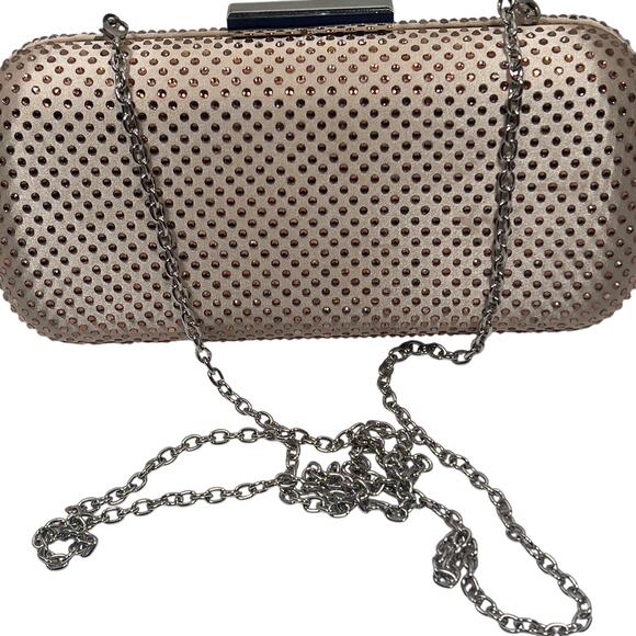 Charming Charlie RSVP Rose Colored Sequin Jeweled Hardcase Clutch Evening Bag - Picture 1 of 13